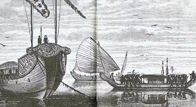 Thuyền chiến, thuyền buồm, thuyền chỉ huy thời vua Minh Mạng triều Nguyễn.