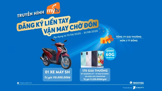 MyTV bùng nổ khuyến mại hè với quà tặng hơn 2 tỷ đồng cho khách hàng đăng ký mới.