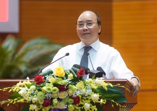 Thủ tướng Nguyễn Xuân Phúc phát biểu tại hội nghị. Ảnh: VGP
