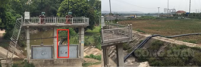 Đường ống bơm cát của Công ty Cổ phần đầu tư Hoàng Lộc Phát được Công ty TNHH MTV khai thác công trình thủy lợi Nam Đuống 