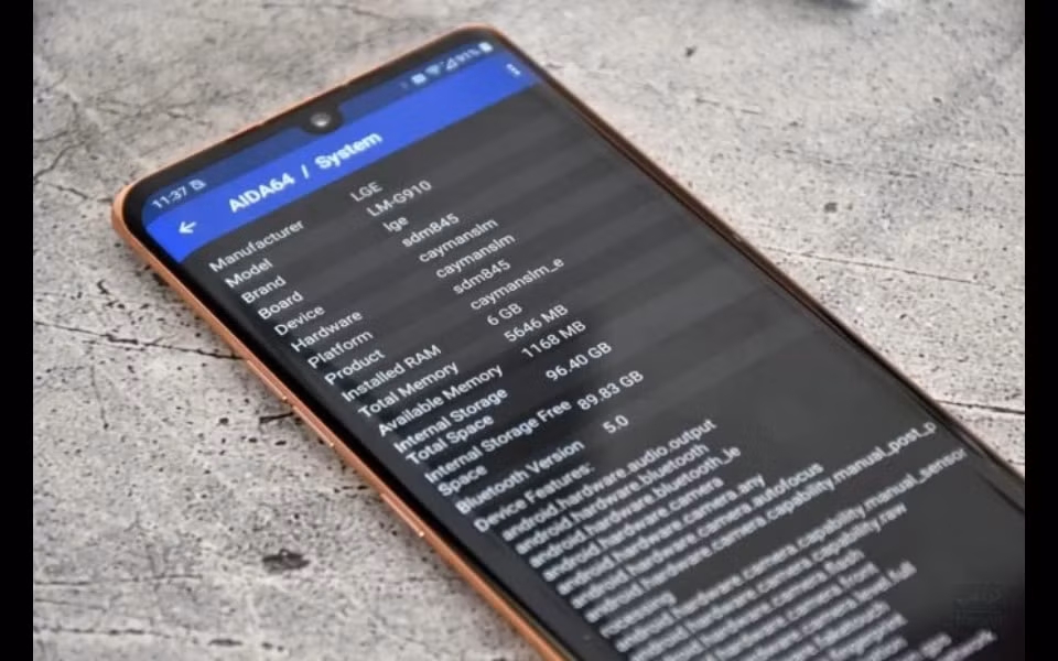 LG Velvet 4G sở hữu chip Snapdragon 845.