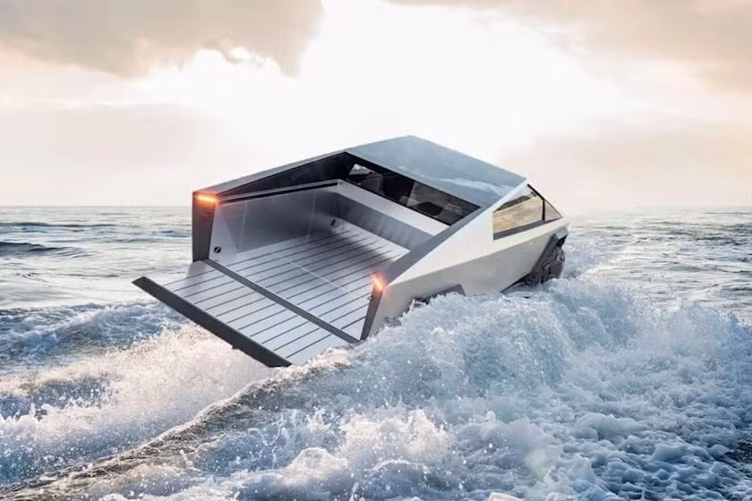 xe ban tai tesla cybertruck se co the di chuyen tren mat nuoc nhu thuyen hinh 1