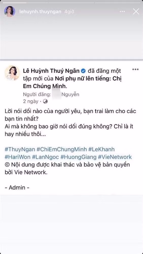 Thúy Ngân chỉ ra rằng bài đăng không có hashtag 