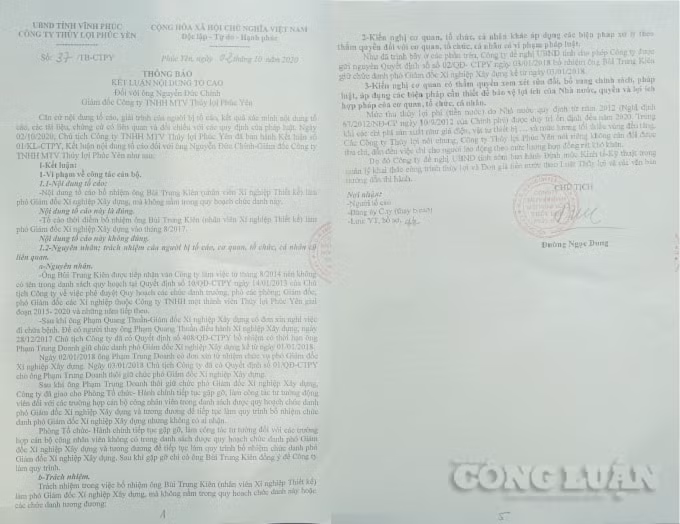Thông báo kết luận nội dung tố cáo được gửi đến người đi tố cáo có biểu hiện của sự thanh tra hời hợt, bao che sai phạm.