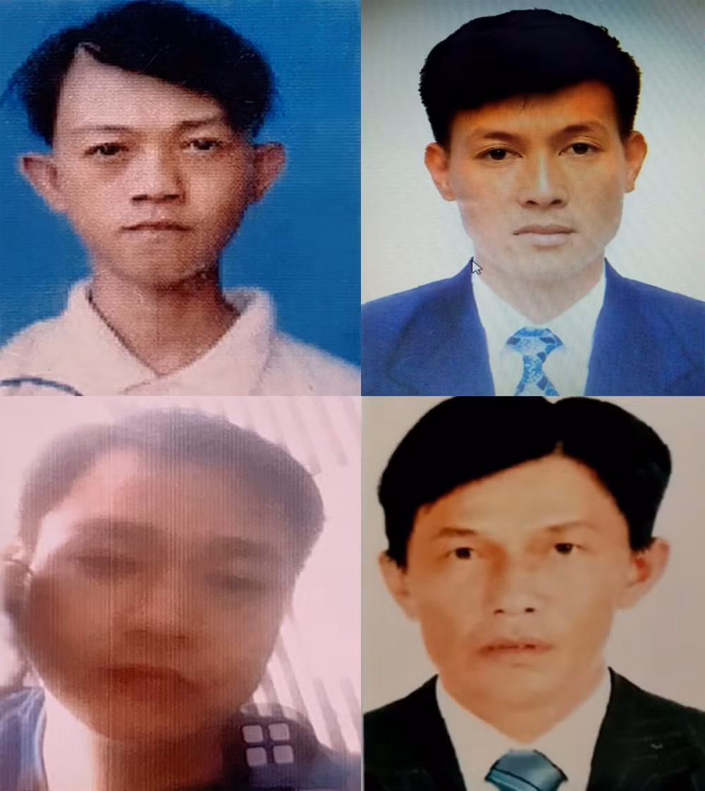 Hình ảnh các đối tượng Lê, Lộc, Phước, Út đang bị truy nã. Ảnh: congan.com.vn