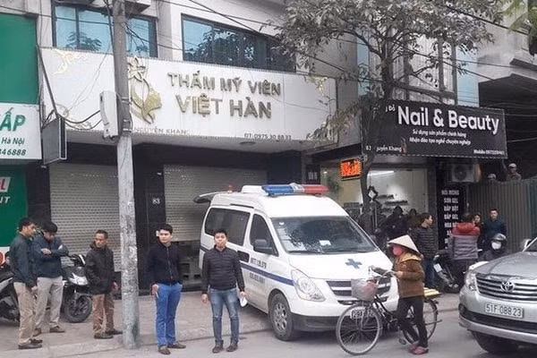 Sự cố tại Thẩm mỹ viện Việt Hàn (quận Cầu Giấy, Hà Nội) khiến một khách hàng thiệt mạng. Ảnh: TL