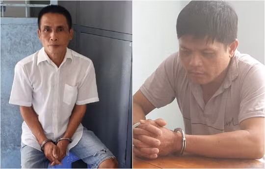 Hai đối tượng Dũng và Huy bị bắt tại cơ quan công an. Ảnh: nld.vn