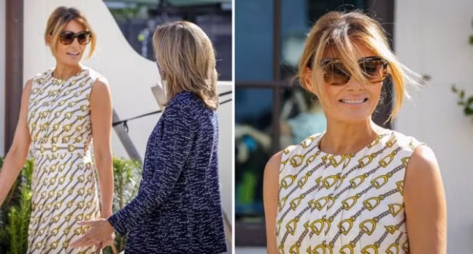 Bà Melania Trump đã bỏ phiếu ở Florida mà không đeo khẩu trang vào sáng thứ Ba, trong khi chồng bà đang ở Washington DC. Ảnh: Getty Images