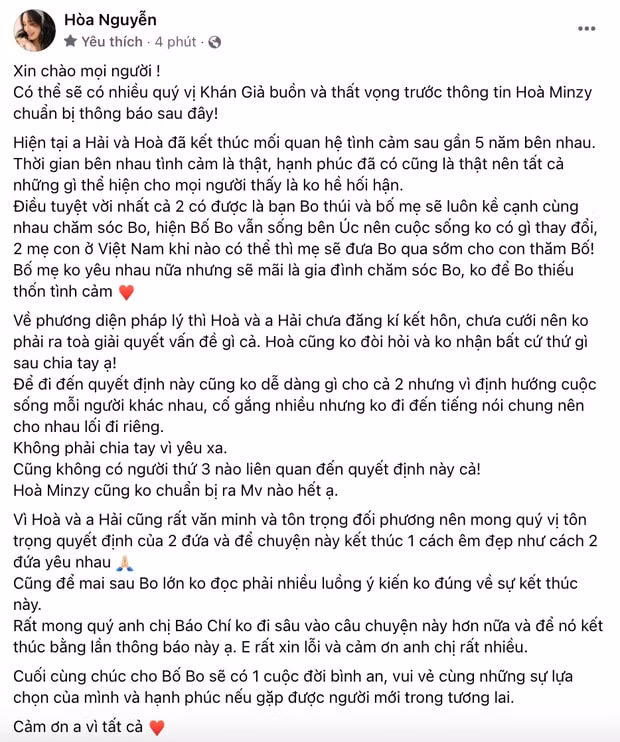 hoa minzy xac nhan chia tay ban trai sau 5 nam gan bo hinh 2