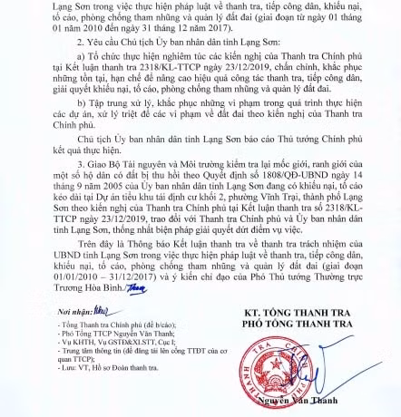 Phó Thủ tướng Thường trực Trương Hoà Bình đã yêu cầu Chủ tịch UBND tỉnh Lạng Sơn tập trung xử lý, khắc phục những vi phạm trong quá trình thực hiện các dự án.