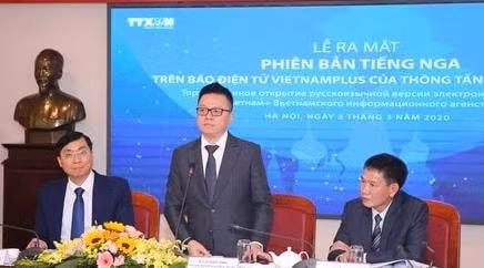 Nhà báo Lê Quốc Minh, Phó Tổng giám đốc Thông tấn xã Việt Nam phát biểu chỉ đạo