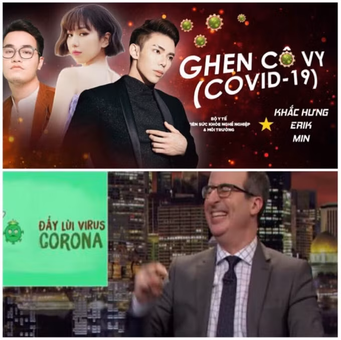 MC John Oliver phấn khích vì bài hát tuyên truyền phòng chống dịch Covid-19 của Việt Nam. Ảnh Facebook