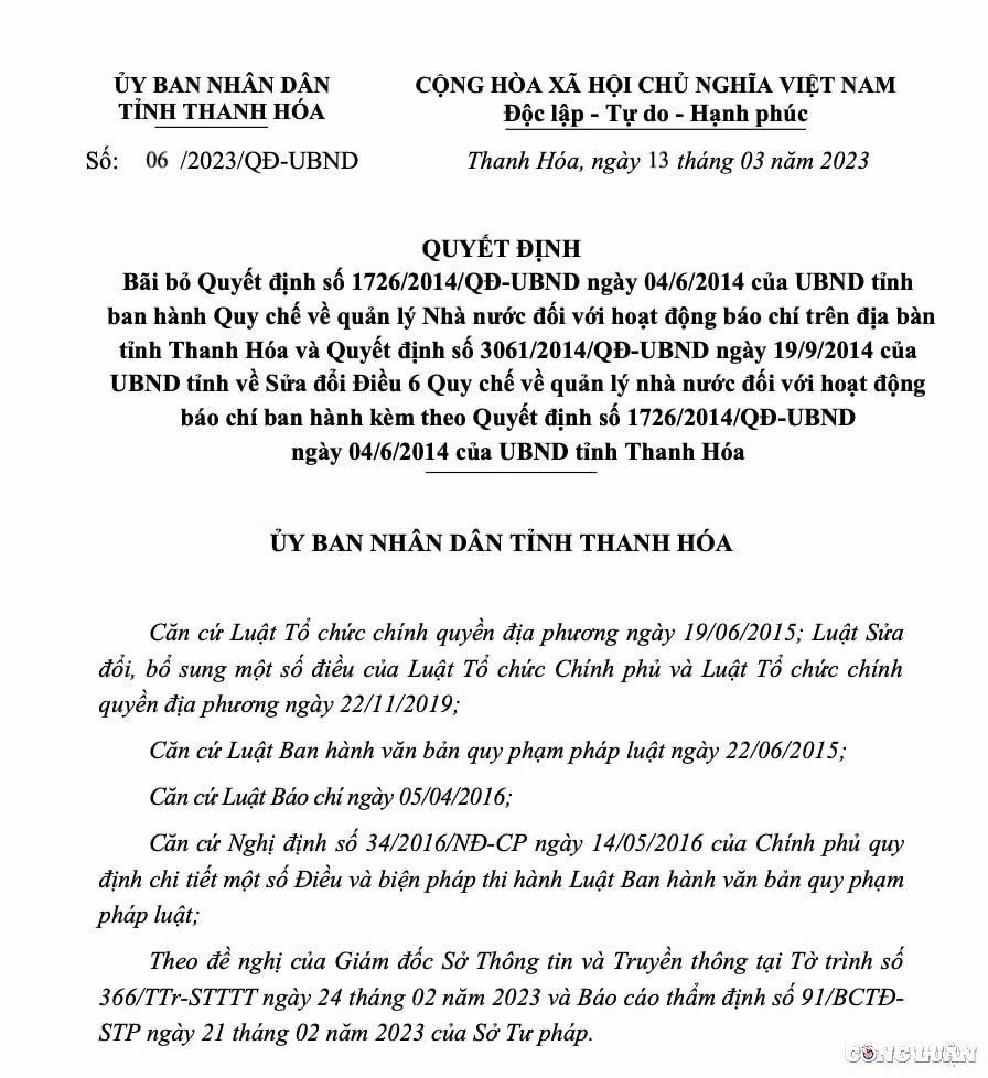 thanh hoa bai bo quyet dinh lien quan den quan ly nha nuoc doi voi hoat dong bao chi hinh 1