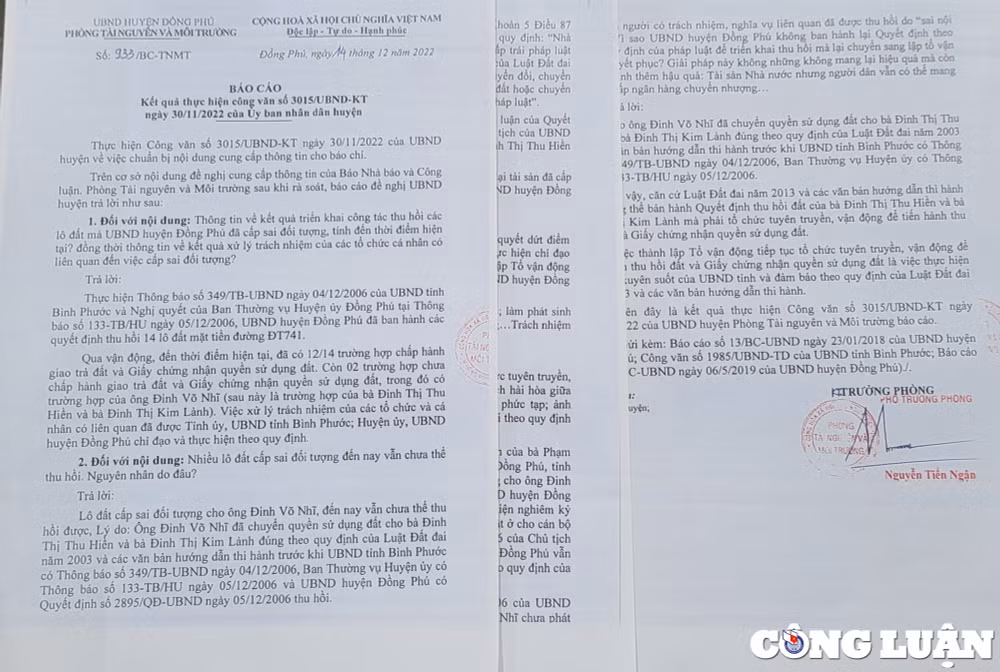 huyen dong phu binh phuoc 16 nam chua giai quyet xong viec thu hoi dat cap sai doi tuong hinh 2