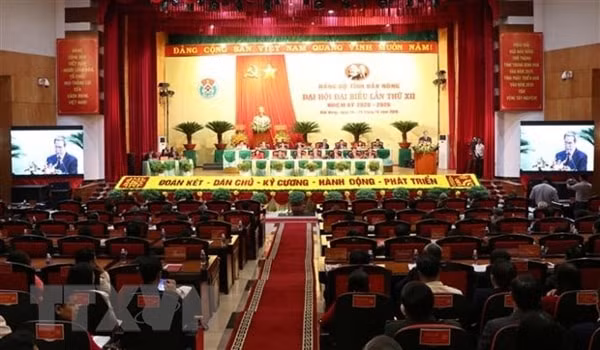 Quang cảnh Đại hội đại biểu Đảng bộ tỉnh Đắk Nông lần thứ XII, nhiệm kỳ 2020-2025. Ảnh: TTXVN