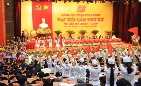 Đoàn đại biểu thiếu niên, nhi đồng chào mừng Đại hội. Ảnh: Báo Thái Bình
