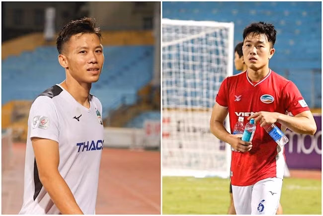 Hai cầu thủ Quế Ngọc Hải và Xuân Trường đã đổi áo cho nhau sau trận đấu giữa Viettel vs HAGL chính thức khép lại. Ảnh: internet.