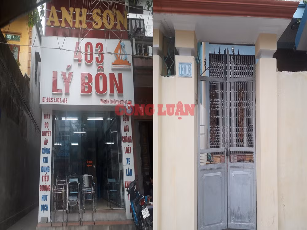 Tại Thái Bình, Cửa hàng Trang thiết bị y tế Anh Sơn là có thực và Cửa hàng Thiết bị y tế Kim Ngân là nhà riêng không có thực