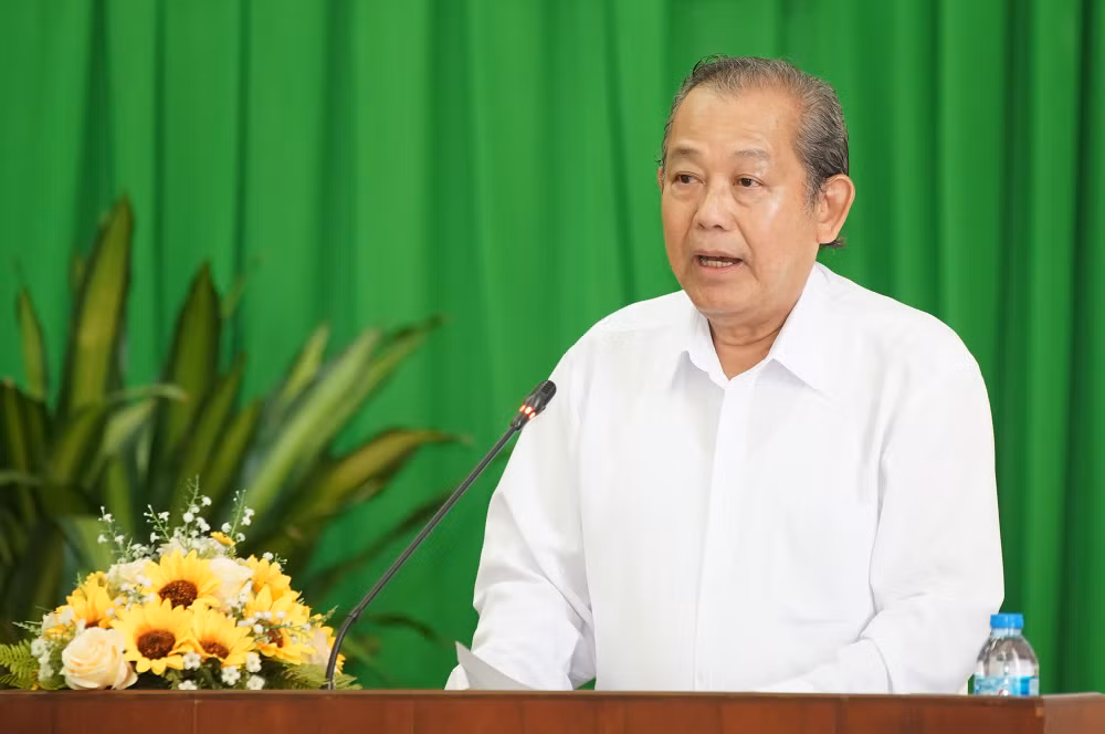 Phó Thủ tướng Thường trực Chính phủ Trương Hòa Bình phát biểu tại buổi làm việc. Ảnh: VGP
