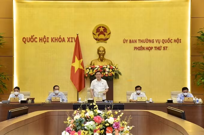 Chủ tịch Quốc hội Vương Đình Huệ phát biểu kết thúc phiên họp thứ 57.