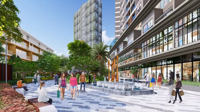 Một góc shophouse khối đế hướng nội khu tại Dự án