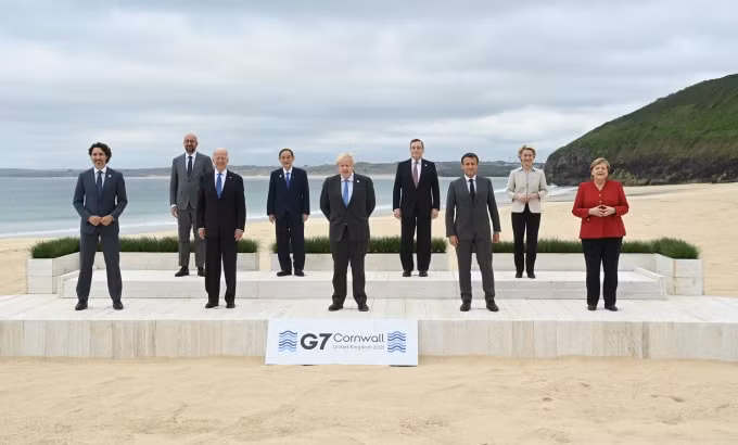 Các lãnh đạo tham gia Hội nghị thượng đỉnh G7. Ảnh: g7uk
