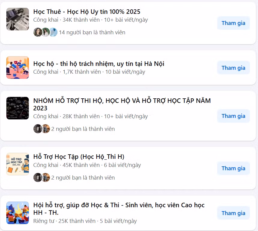 Nhiều nhóm có tới hàng chục nghìn thành viên xuất hiện tràn làn trên Facebook (Ảnh: Chụp màn hình).