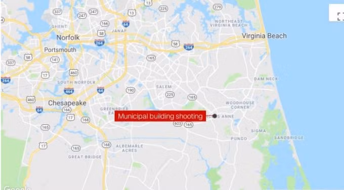 Dấu chấm trên bản đồ là nơi xảy ra vụ xả súng. Ảnh: Google Maps.