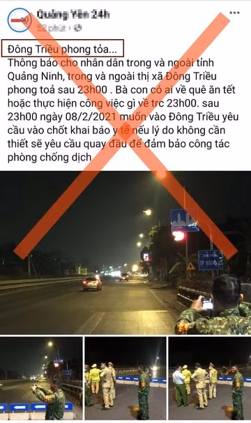 Phong tỏa thị xã Đông Triều là thông tin sai sự thật.