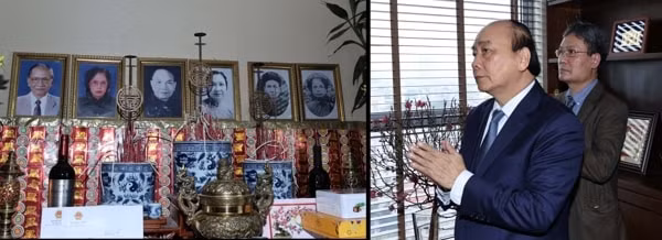 Thủ tướng Nguyễn Xuân Phúc dâng hương tưởng niệm đồng chí Trường Chinh. Ảnh VGP