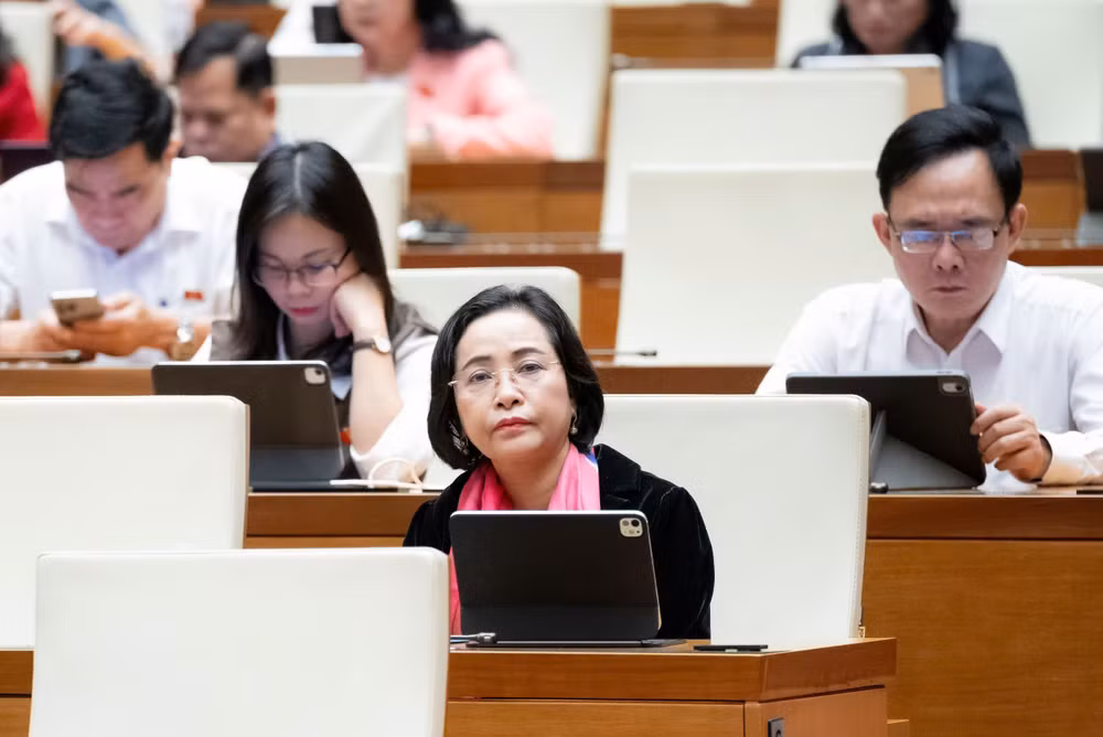 Phó Chủ tịch Quốc hội Nguyễn Thị Thanh và các đại biểu Quốc hội tham dự Phiên thảo luận.