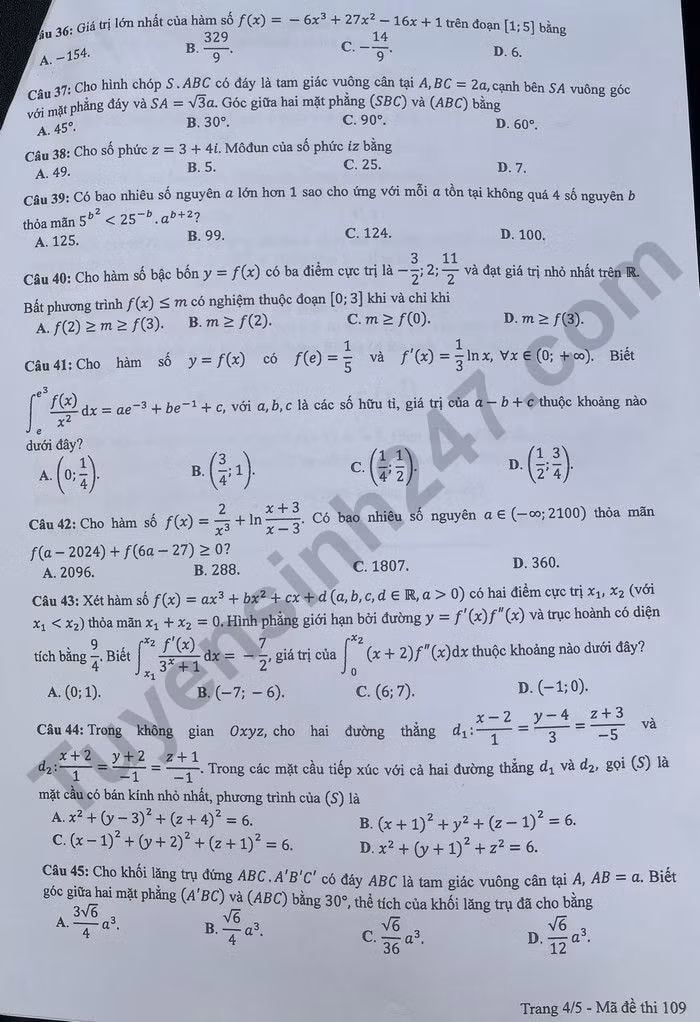 de thi tot nghiep thpt 2024 mon toan ma de 109 hinh 4