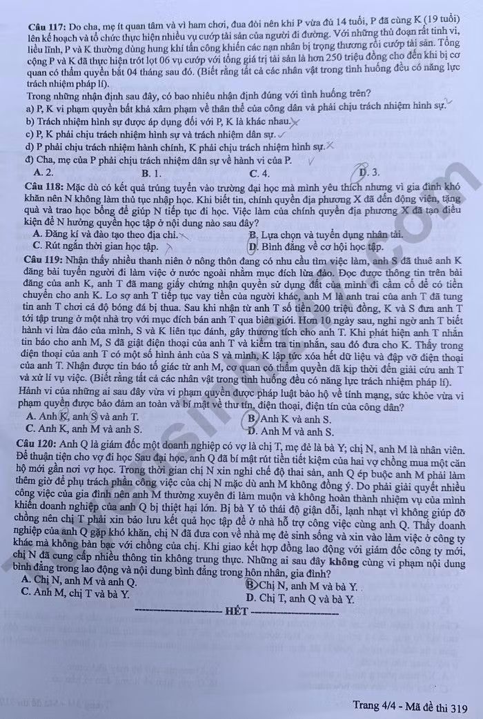 de thi tot nghiep thpt 2024 mon giao duc cong dan ma de 319 hinh 4