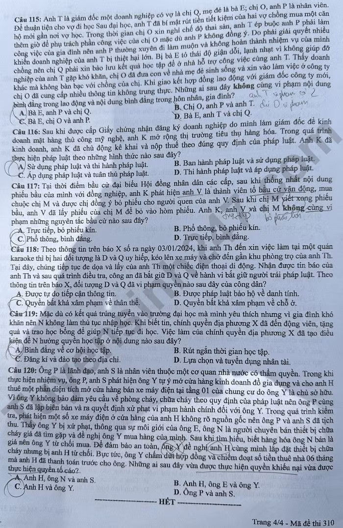 de thi tot nghiep thpt 2024 mon giao duc cong dan ma de 310 hinh 4