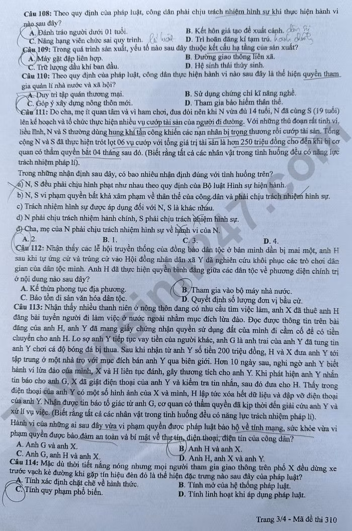 de thi tot nghiep thpt 2024 mon giao duc cong dan ma de 310 hinh 3