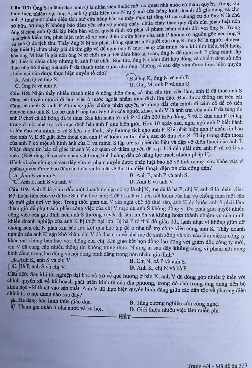 de thi tot nghiep thpt 2024 mon giao duc cong dan ma de 323 hinh 4