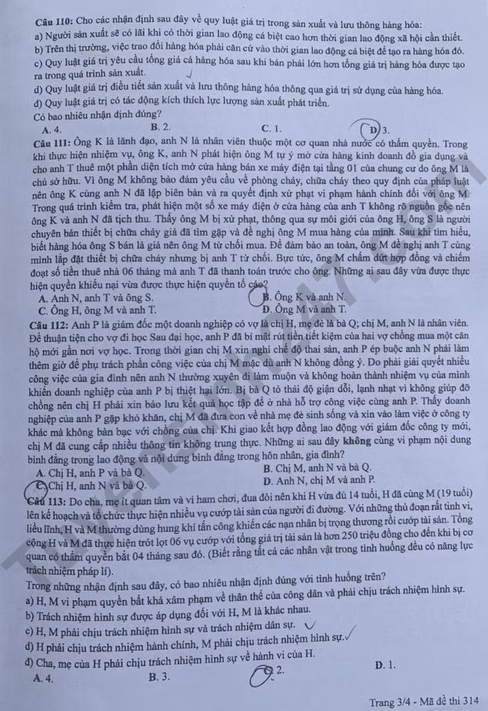 de thi tot nghiep thpt 2024 mon giao duc cong dan ma de 314 hinh 3