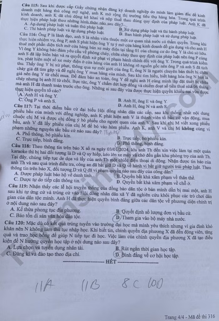 de thi tot nghiep thpt 2024 mon giao duc cong dan ma de 316 hinh 4