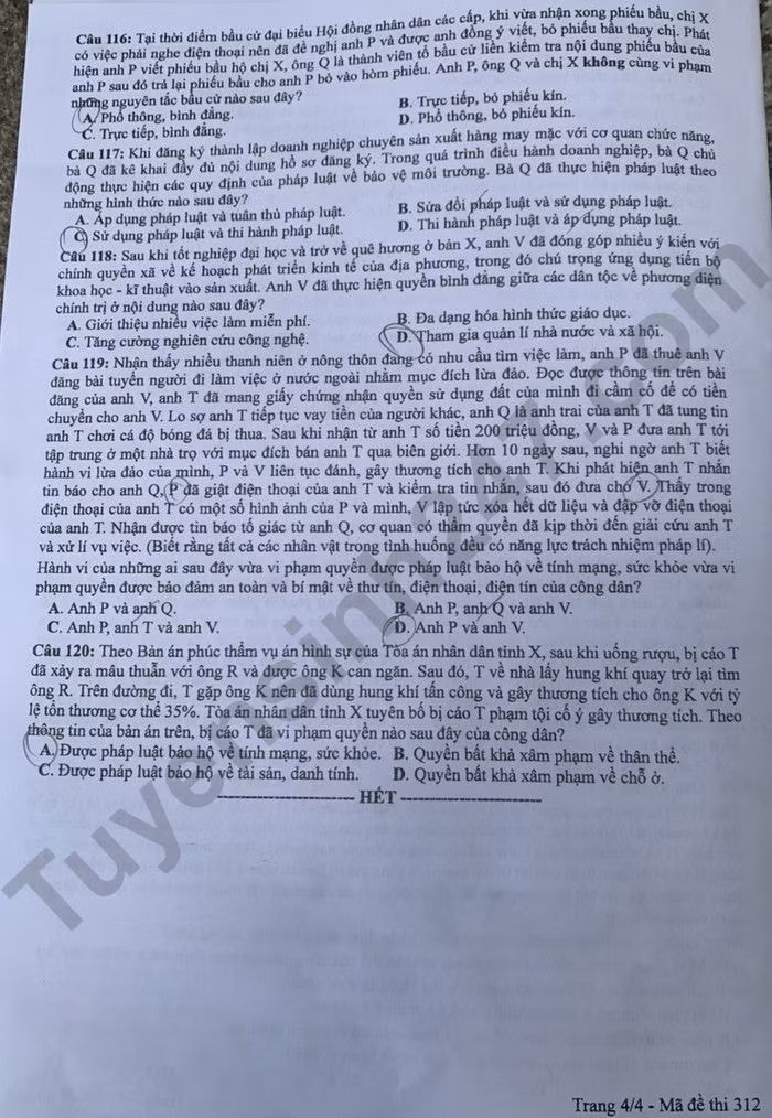 de thi tot nghiep thpt 2024 mon giao duc cong dan ma de 312 hinh 4