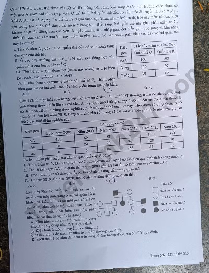 de thi tot nghiep thpt 2024 mon sinh hoc ma de 215 hinh 5