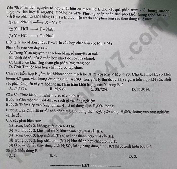 de thi tot nghiep thpt 2024 mon hoa hoc ma de 223 hinh 4