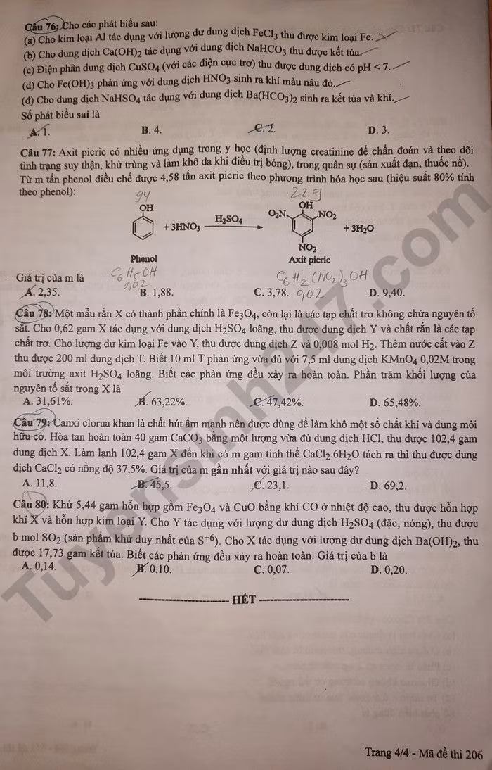 de thi tot nghiep thpt 2024 mon hoa hoc ma de 206 hinh 4