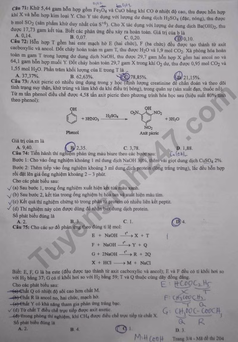 de thi tot nghiep thpt 2024 mon hoa hoc ma de 204 hinh 3