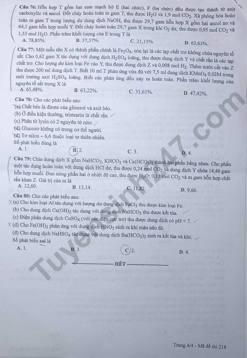 de thi tot nghiep thpt 2024 mon hoa hoc ma de 218 hinh 4