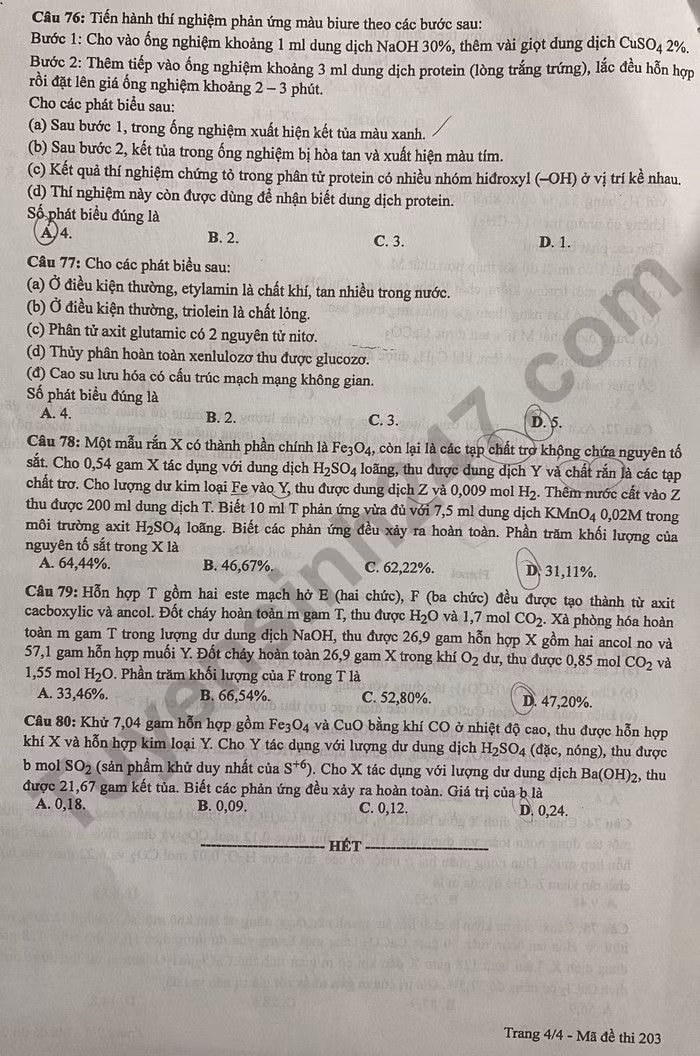 de thi tot nghiep thpt 2024 mon hoa hoc ma de 203 hinh 4