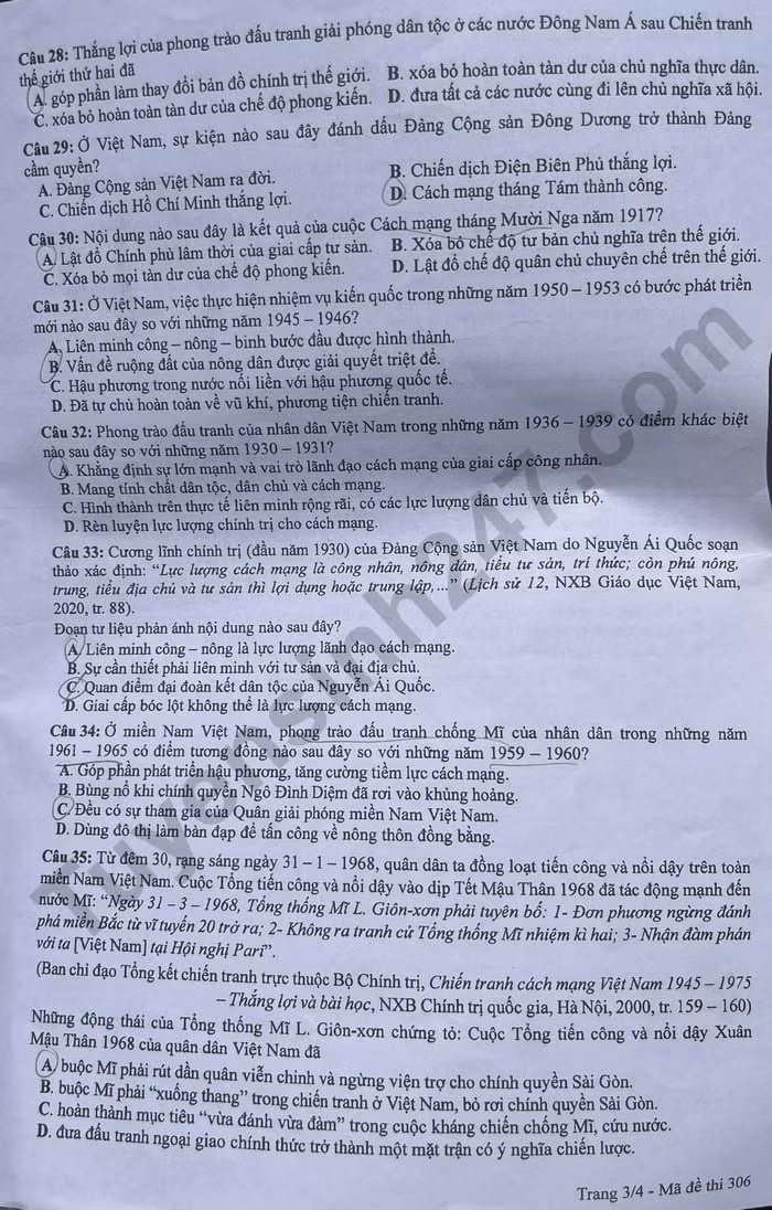 de thi tot nghiep thpt 2024 mon lich su ma de 306 hinh 3