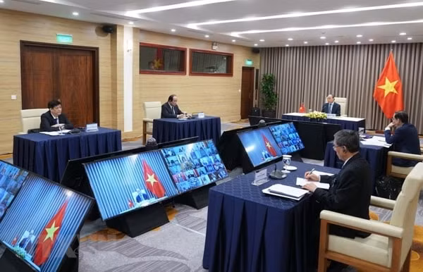 Thủ tướng Nguyễn Xuân Phúc dự Hội nghị cấp cao trực tuyến Phong trào Không liên kết. Ảnh:TTXVN