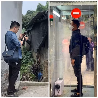 Phóng viên Quang Hùng khi tác nghiệp