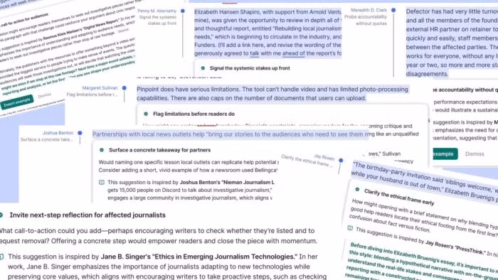 Tính năng Expert Review của Grammarly hiển thị tên nhiều học giả và tác giả như thể họ đang góp ý cho bài viết, dù những người này không tham gia vào quá trình phản hồi.