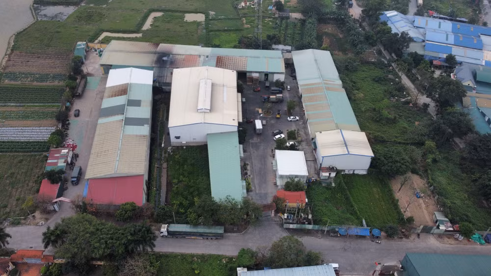 Toàn cảnh dự án đầu tư xây dựng nhà xưởng sản xuất, lắp ráp loa đài, âm ly, đồ điện tử, kho chứa nông sản và vật liệu xây dựng của Công ty Hồng Thịnh tại xã Tiên Du. Ảnh: Minh Thiên.